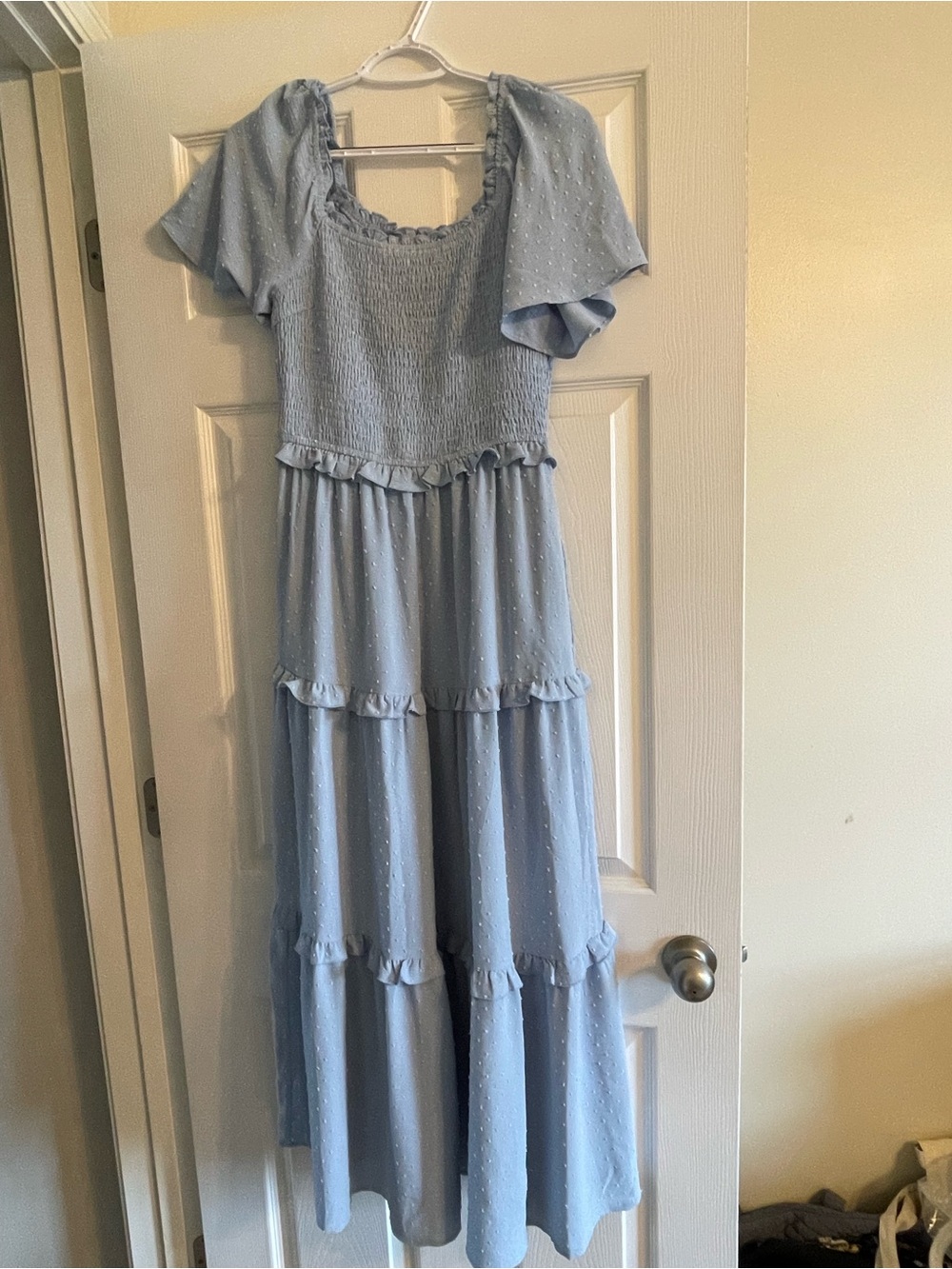 Light Blue Tiered Smocked Casual Dress